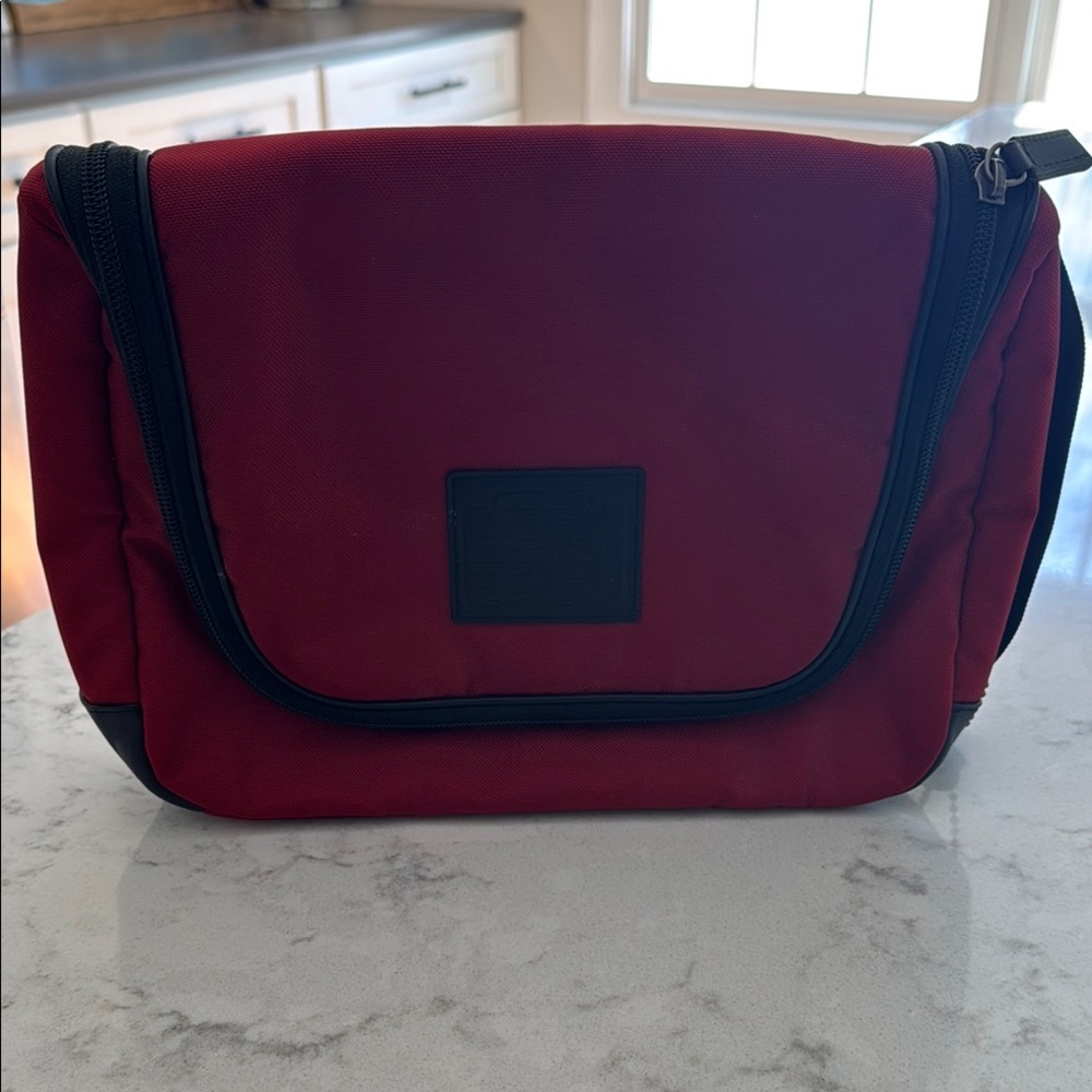 Coach Red and Black Toiletry Bag with Durable Canvas